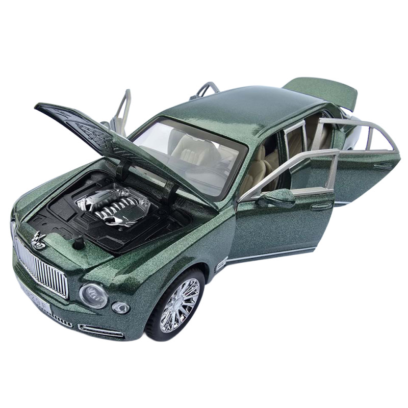 Машинка метал Bentley Mulsanne зелена Бентлі Мульсан лімузин 1:24 звук світло 20*5,5*5см (RS-52405)