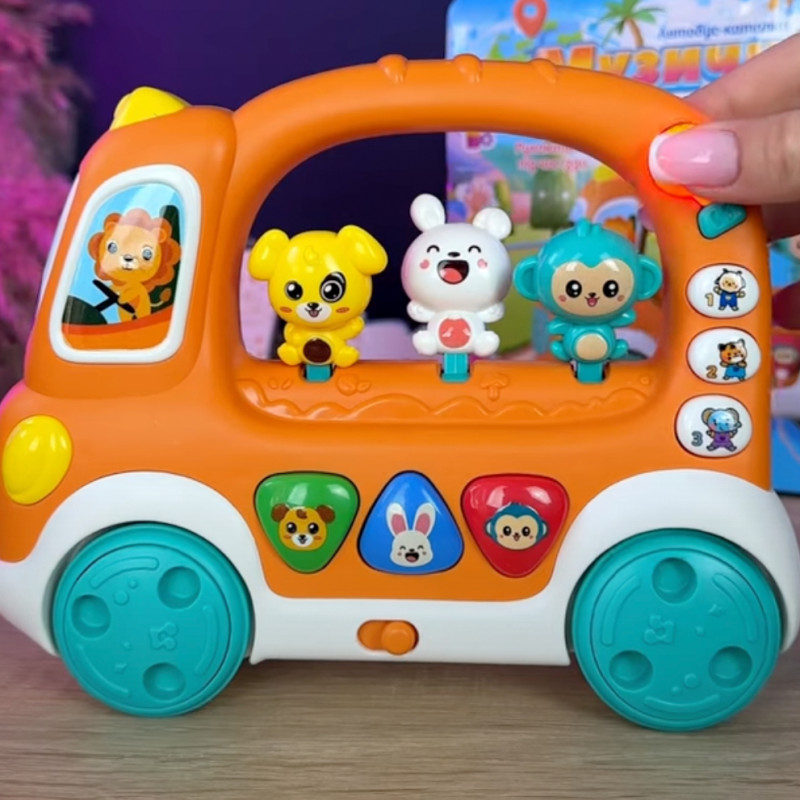 Автобус-каталка WToys укр мова віршики 6 казок звуки світло мелодії рухомі елементи пісні 20*6,5*16см (19479)