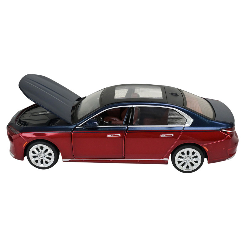Машина металл BMW I7 БМВ красно-черная 1:24 свет звук 22*6,5*8см (68288A(R)
