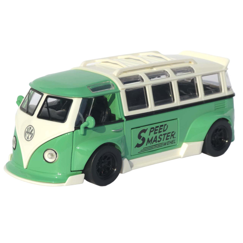 Машинка метал Volkswagen Type 2 (T1) зелена 1:32 світло звук інерція відч двері (TK-19102)