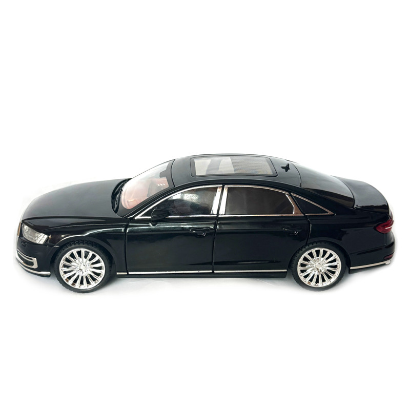 Машинка металева Audi A8 Ауді чорна 1:24 звук світло інерція відкр двері багажник капот гумові колеса 20,5*8*7см (AP-2065)
