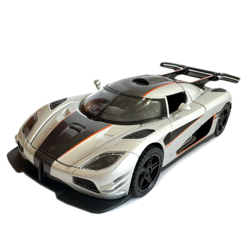 Машинка металева гіперкар Koenigsegg Agera 1:32 сіра звук світло інерція відкр двері баг капот  16*7*4см (DL-69005)