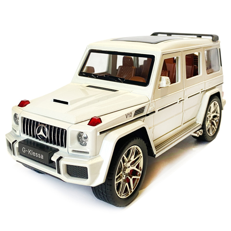 Машинка металева дитяча Mercedes-Benz G63 Мерседес Гелендваген, білий, Автоексперт, 1:24, світло, інерція, відкриваються двері, багажник, капот, 22*7*9,5см (GT - 08116)