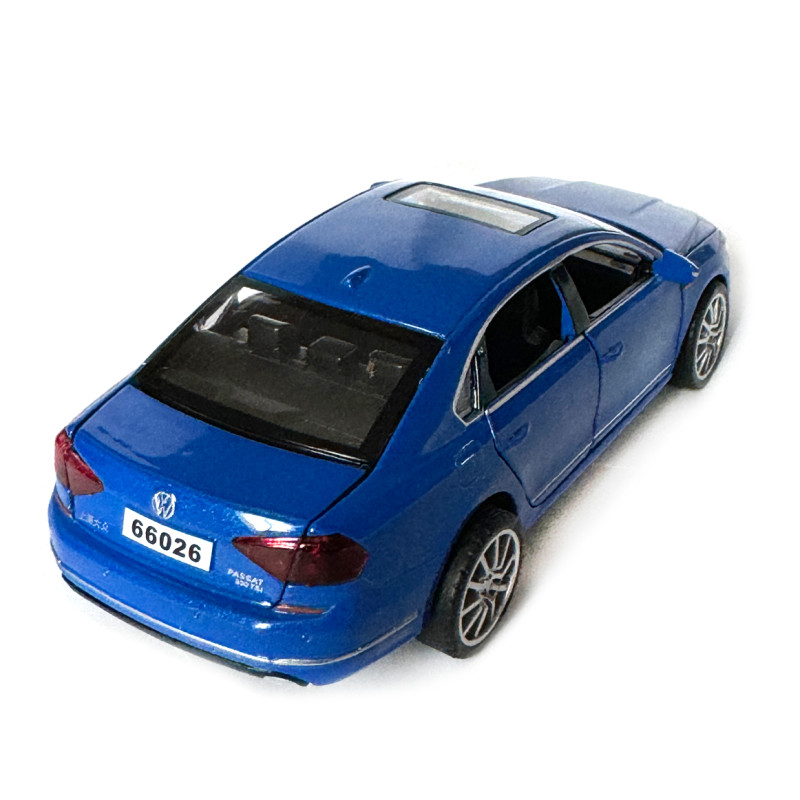 Машинка металева Volkswagen Passat 330 TSI Фольксваген пассат синій 1:32 світло звук відкриваються двері баг капот резинові колеса 15,5*4,5*6 см (AP-1797)