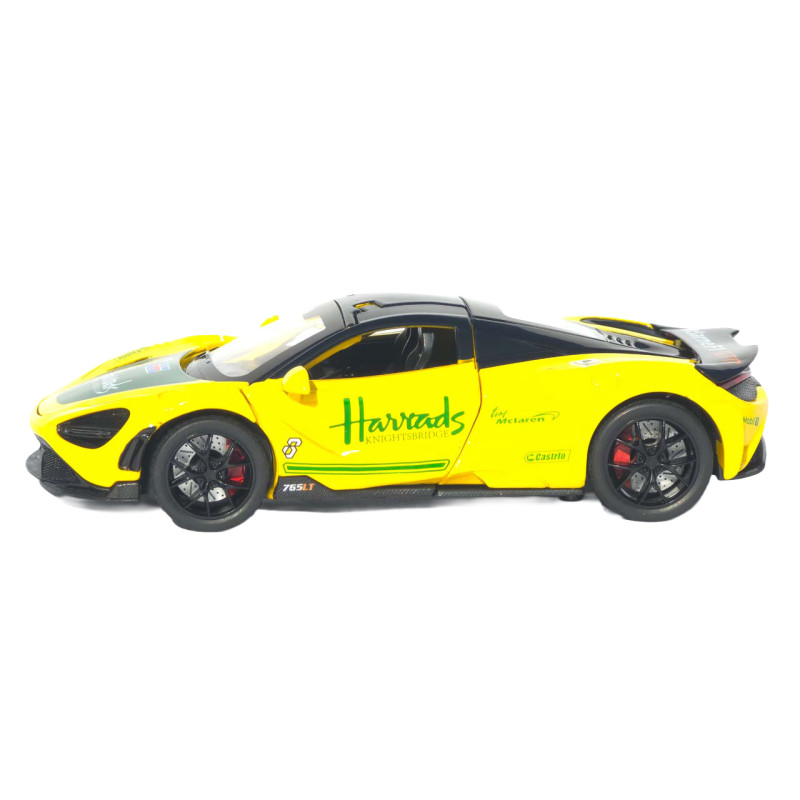 Машинка металл McLaren 765LT желтая 1:32 свет звук инерция открыв двери капот 14,5×7,5×4 см (TK-11921)