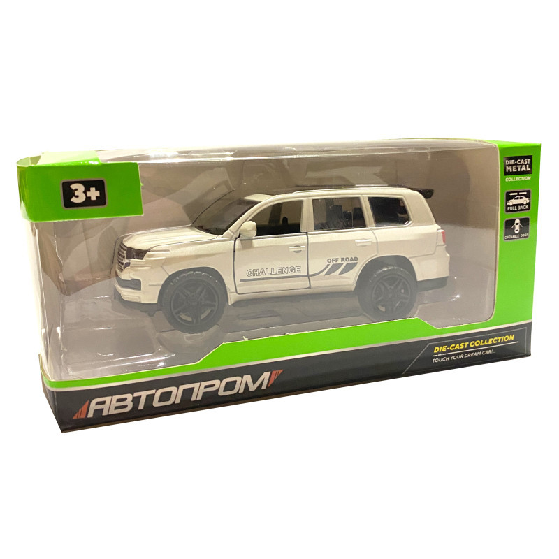 Іграшкова машинка металева Toyota Land Cruiser, тойота ленд крузер, білий, відкр.двері, багажник, 1:36, 12*5*4,4см (AP74143)