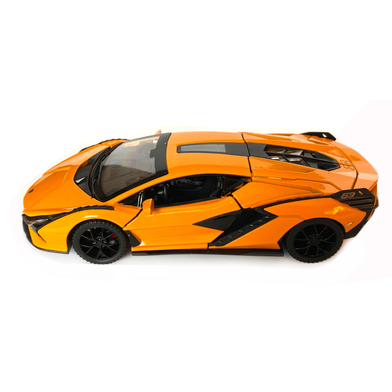 Іграшкова машинка металева Lamborghini Sian, Ламборгіні, жовтий, звук, світло, інерція, відкр двері, багажник, капот, Автоексперт, 1:32,15,5*7*5см (ТК-10517)