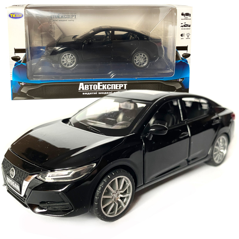 Іграшкова машинка металева Nissan Sylphy, ніссан, чорний, звук, світло, інерція, откр двері, капот, Автоексперт, 1:32,14,5*7*5 см (ТК-10584)