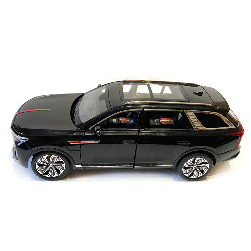 Машинка металева дитяча електромобіль Hongqi E-HS9, чорний, Автоексперт, 1:24, світло, інерція, відкриваються двері, багажник, капот, 21*8*7см (GT - 01816)
