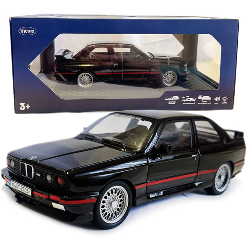 Машинка металева BMW M3 БМВ 1986 купе чорна АвтоЕксперт 1:24 світло звук відкр двері баг капот 20,5*8*5,5 см (GT-99641)