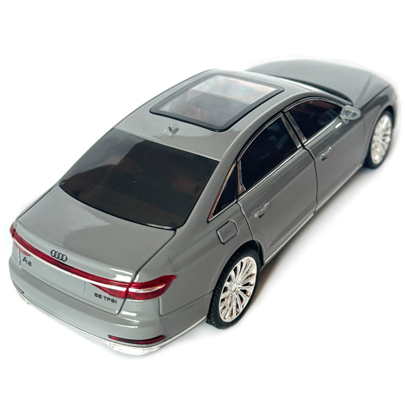 Машинка металева Audi A8 Ауді сіра 1:24 звук світло інерція відкр двері багажник капот гумові колеса 20,5*8*7см (AP-2065)
