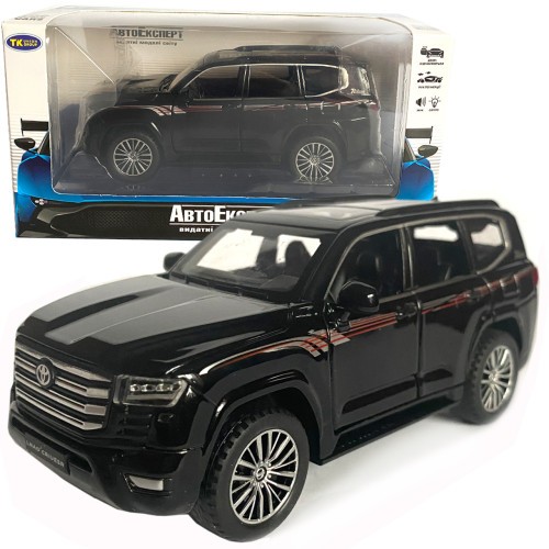 Іграшкова машинка металева Toyota Land Cruiser 300, тойота ленд крузер, чорний, звук, світло, інерція, відкр двері, багажник, капот, 1:32, 15*7*6см (ТК-18010/21497)