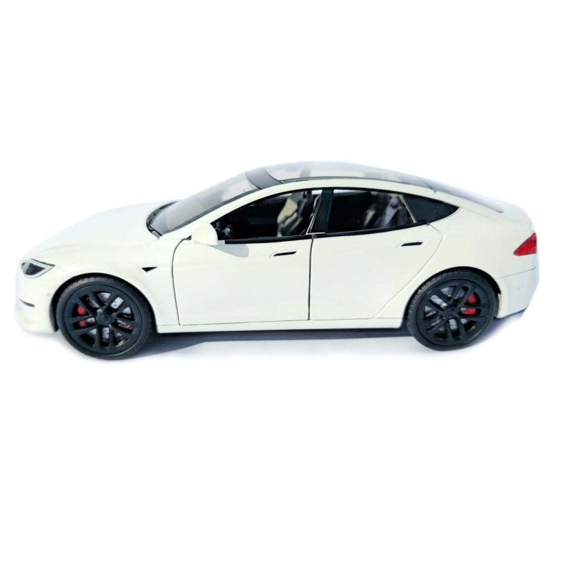 Машинка метал Tesla model S електрокар біла Тесла 1:24 відкр двері баг капот звук світло 17,5*7,5*5,5см (EL 64077)