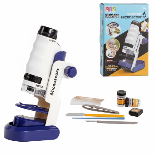 Дитячий мікроскоп Scientific microscope до 120х батарейках аксесуари світло (1220-1)