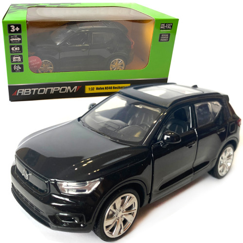 Машина металева Автопром 1:32 Volvo XC40 Recharge, чорна, бат., світло, звук, відкр.двері, 14*5,5*4 см (68411)
