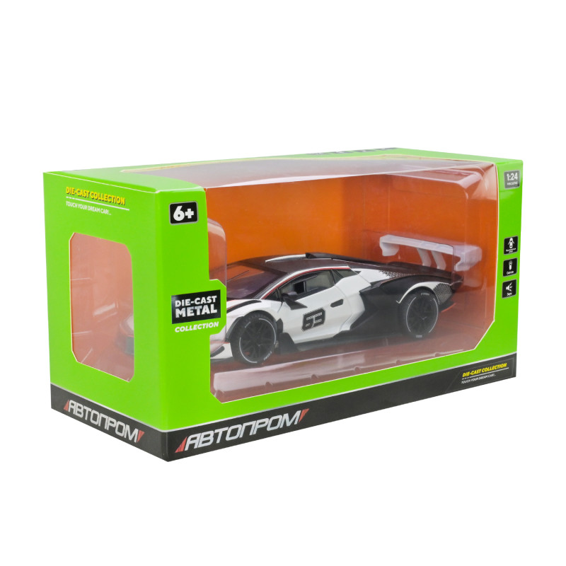 Машинка металева Lamborghini Essenza SCV12 Автопром біла 1:24 світло звук відкр двері 22*8,5*4,5 см (AP7700)