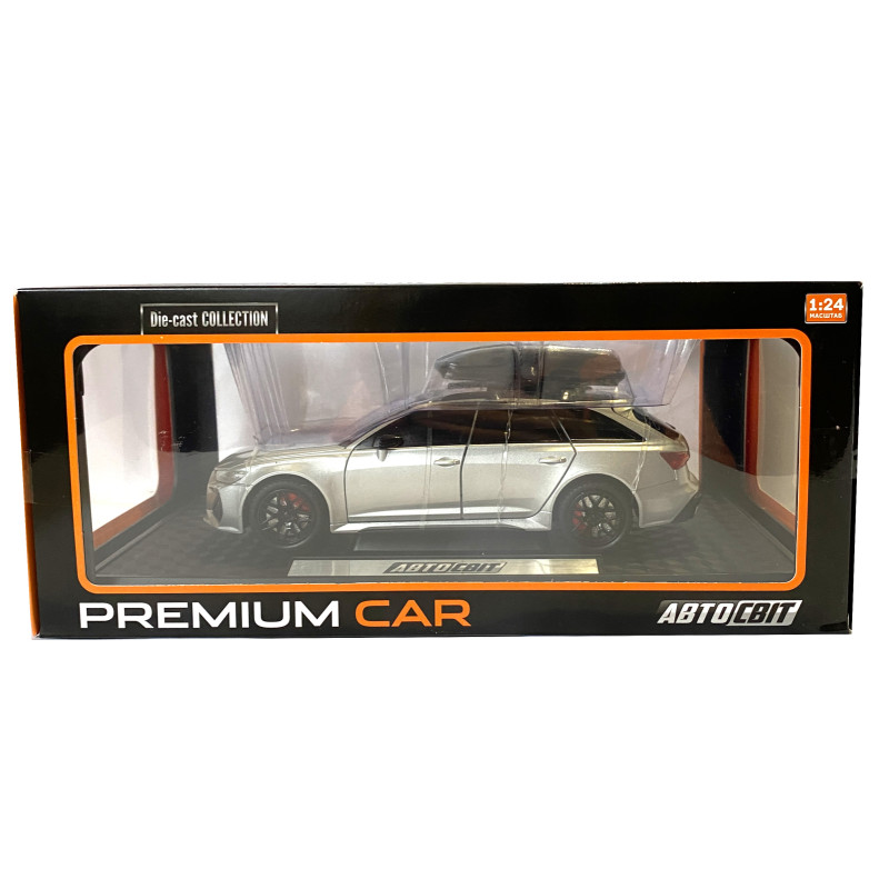 Машинка металева Audi RS6 ауді срібна 1:24 світло інерція відкриваються двері багажник капот багажник резина колеса 21*8*8см (AP-2070)