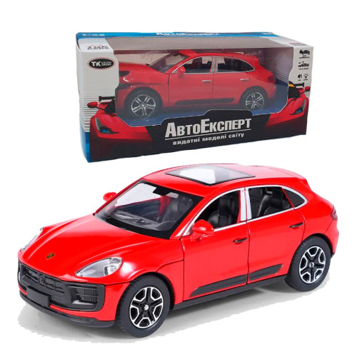 Машинка игровая Porsche Macan «АвтоЕксперт» Порше Макан, металл, красная, подсветка фар, звук, инерция, открываются двери, капот, 16*7*6, 15506