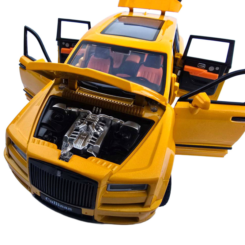 Машинка металева Rolls-Royce Cullinan 1:24 ролс ройс жовтий світло звук 22*9*7,5см (RS-81720)