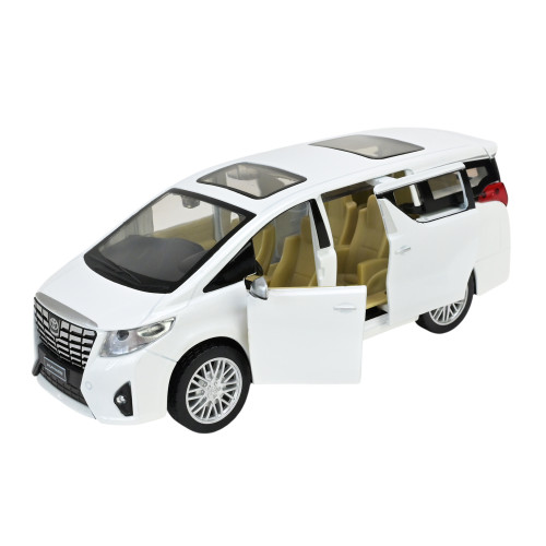 Машинка металл Toyota Alphard Автопром белая 1:29 свет звук открыв двери 17*6,5*6,5 см (68481)