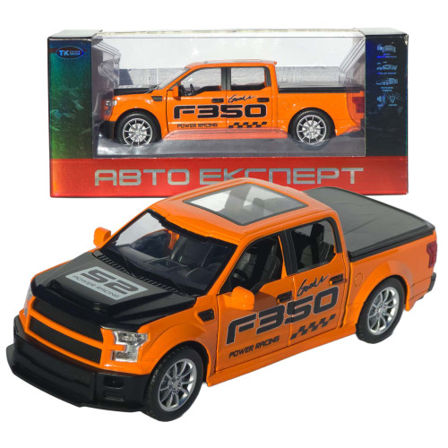 Машинка метал Ford F-150 Raptor помаранчева 1:22 світло звук інерція відч двері капот багажник (TX33912)
