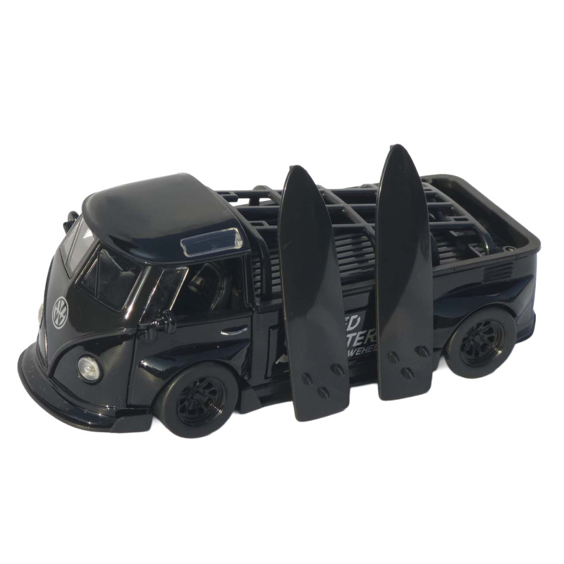 Машинка метал Volkswagen Type 2 (T1) чорна 1:32 світло звук інерція відч двері 2 дошки (TK-19102)