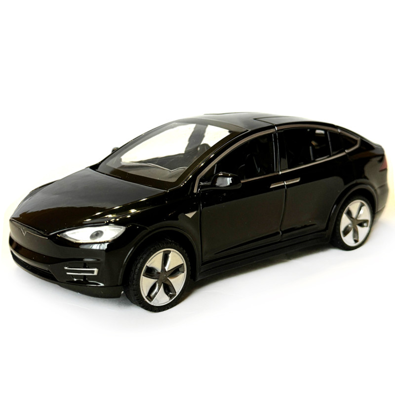 Машинка металева Tesla Model x Тесла чорна 1:32 світло звук відкриваються двері баг капот резинові колеса 15,5*5*6 см (AP-1783)
