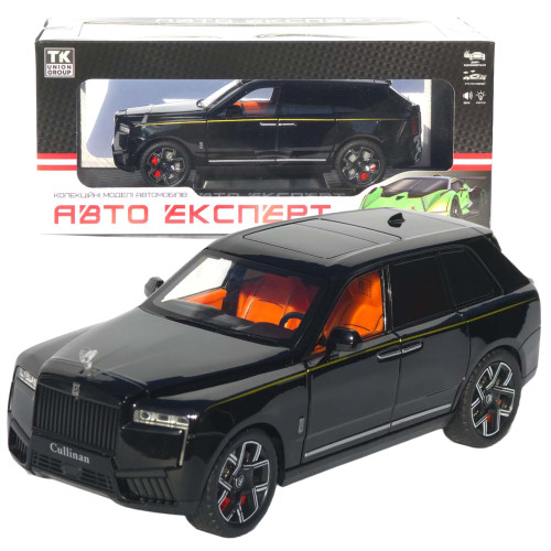 Машинка метал Rolls-Royce Cullinan АвтоЕксперт чорна 1:24 звук світло відкр двері капот багажник (3619-87)