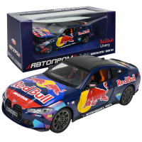 Машина металл BMW M4 G82 БМВ RED BULL LIVERY черная 1:24 свет звук откр.дверь 20*8*5,5см (68292A)