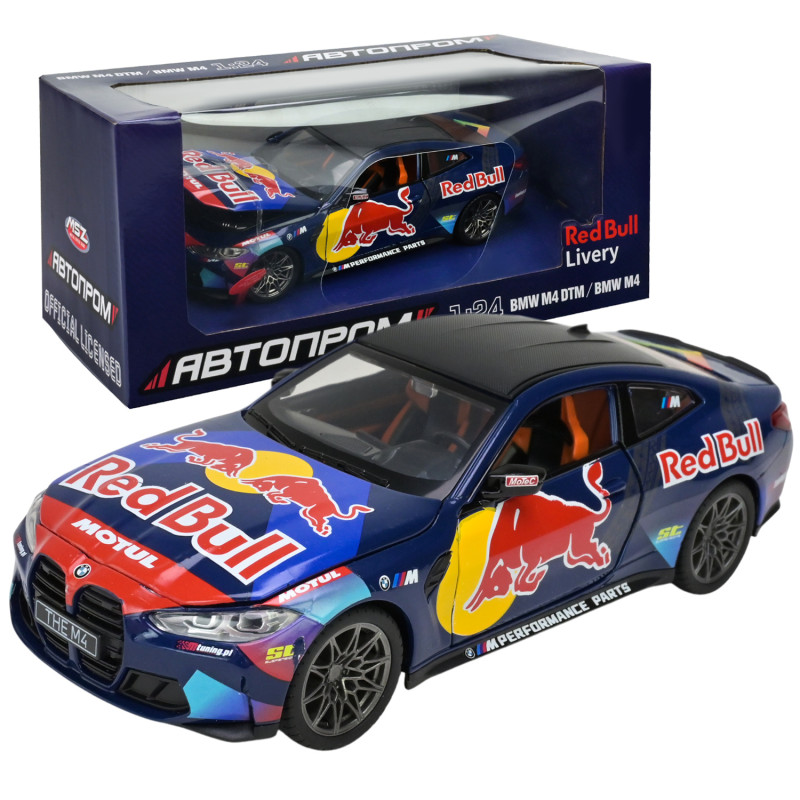 Машина метал BMW M4 G82 БМВ  RED BULL LIVERY чорна 1:24 світло звук відкр.двері 20*8*5,5см (68292A)