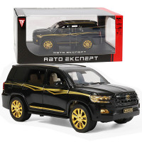 Машинка металл Toyota Land Cruiser 200 Тойота черная 1:24 звук свет 20*8*7,5см (RS-05503)