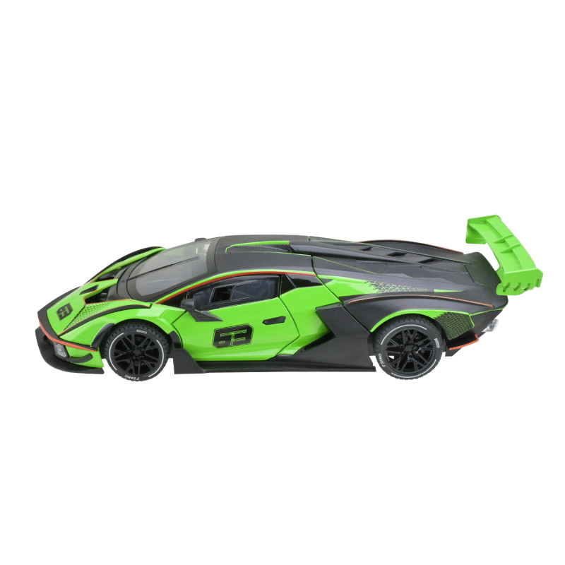Машинка металева Lamborghini Essenza SCV12 Автопром зелена 1:24 світло звук відкр двері 22*8,5*4,5 см (AP7700)