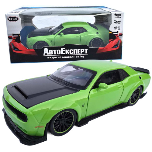 Машинка металева Dodge Challenger SRT Hellcat Додж 1:32 зелений світло звук 16*7*4,5см (23622)
