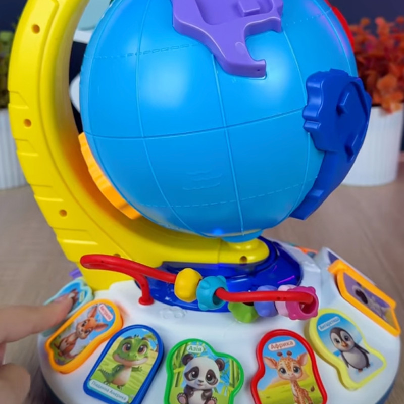 Диво глобус WToys укр мова 7 віршів 7 пісень 10 казок ноти цифри сортер підсвічування 30*23*23см (62609)