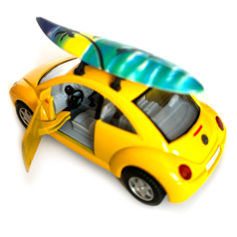 Машинка металева Volkswagen new beetle Фольксваген жук жовтий 1:36 відкр двері резинові колеса 12,5*5*6 см (KT5028WS)