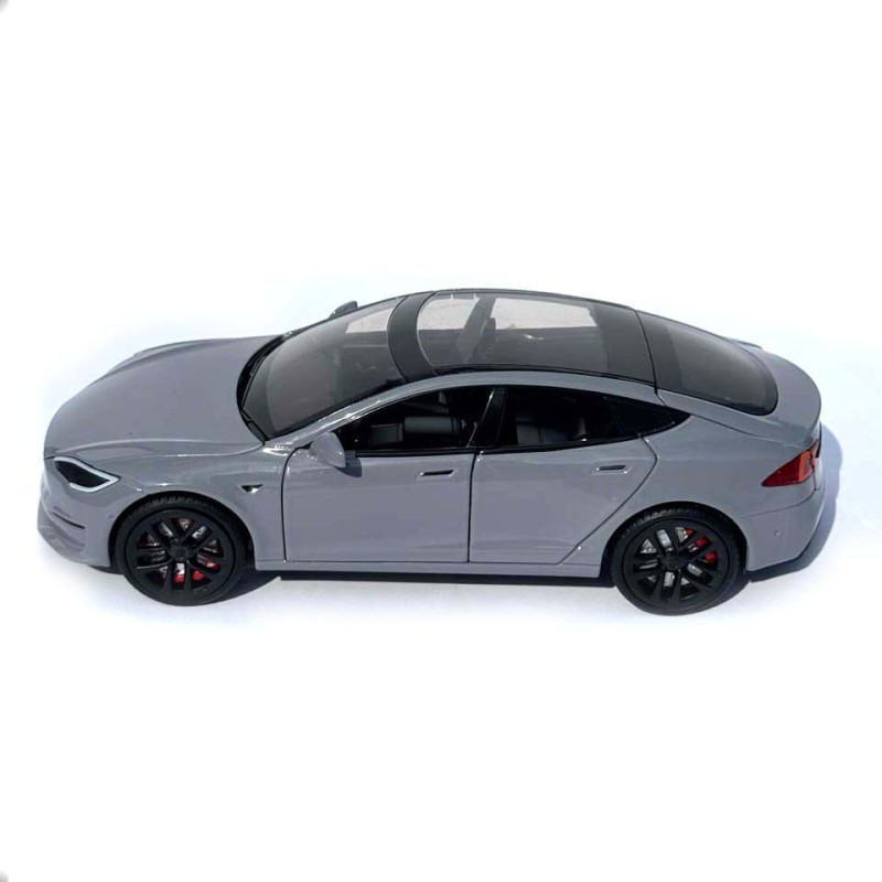 Машинка метал Tesla model S сіра Тесла 1:24 відкр двері баг капот звук світло 17,5*7,5*5,5см (EL 64077)