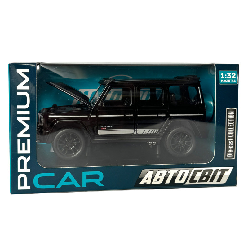 Машинка металева Mercedes-Benz G-Class Brabus 700 мерседес бенс джип чорний 1:32 звук світло інерція відкр двері багажник капот гумові колеса 15*6,5*7см (AP-1738)