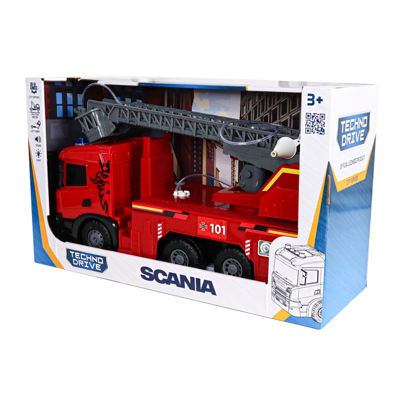 Пожарная машина Scania (свет, звук, функ. воды), Super Big Truck, TechnoDrive, 52х19х27см (5005KS)