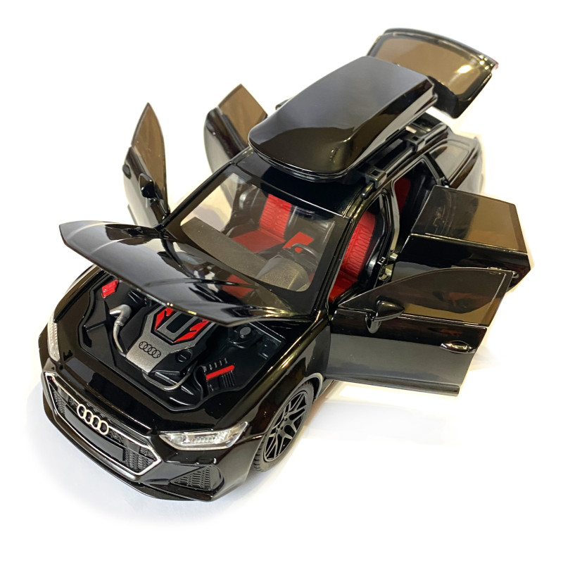 Машинка металева Audi RS6 ауді чорна 1:24 світло інерція відкриваються двері багажник капот резина колеса 21*8*8см (AP-2070)