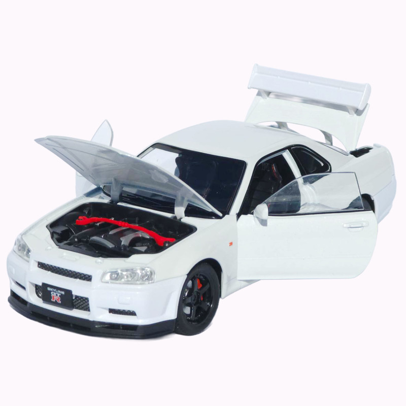 Машинка метал Nissan Skyline GT-R АвтоЕксперт біла 1:24 звук світло відкр двері капот багажник (1990-21)