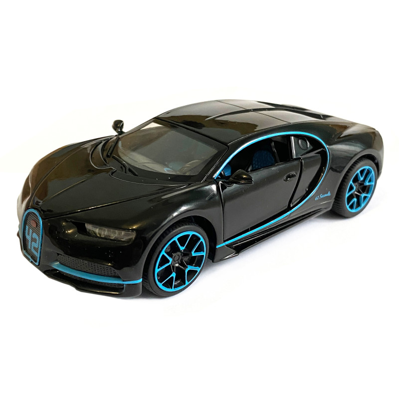 Ігрова машинка Бугатті Широн "Автопром" Bugatti Chiron (1:32) чорна. інерц., світ, звук, відкр. двері,14*6*5 см (LF - 83880)