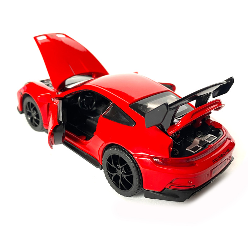 Іграшкова машинка металева Porsche 911 GT3, порше, червоний, звук, світло, інерція, откр двері, капот, Автоексперт, 1:32,15*7*4,5см (ТК-17610)