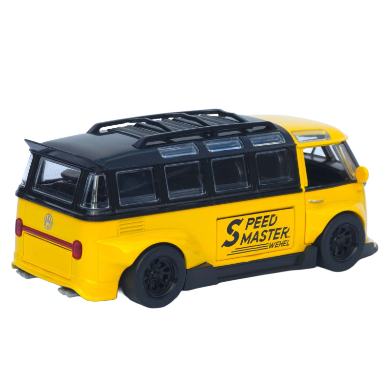 Машинка метал Volkswagen Type 2 (T1) жовта 1:32 світло звук інерція відч двері 2 дошки (TK-19102)