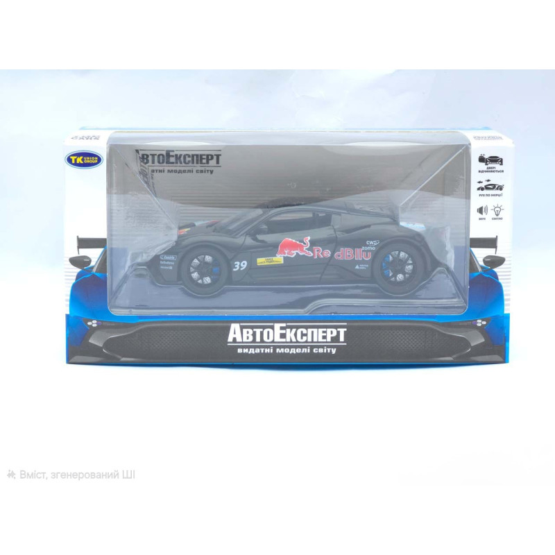 Машинка металл Maserati MC20 (Мазерати) черная 1:32 свет звук инерция открываются двери капот багажник 15×7×4 см (ТК-11874)