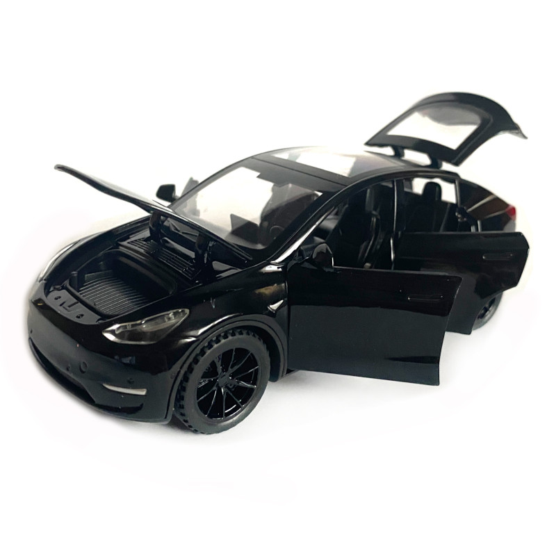 Іграшкова машинка металева Tesla Y, тесла, чорна, звук, світло, інерція, откр двері, багажник, капот, Автоексперт, 1:32, 14,5*6*6см (ТК-16723/39110)