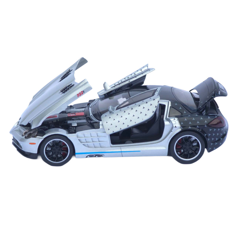 Машинка металл Mercedes-Benz SLR McLaren 722 серебристый 1:32 свет звук открыв двери капот багаж (TK-11073)