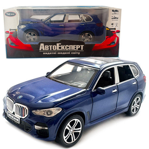 Машинка металева BMW X5 БМВ 1:32 синя світло звук інерція відкр двері багажник капот 16*7*5,5см (36299)