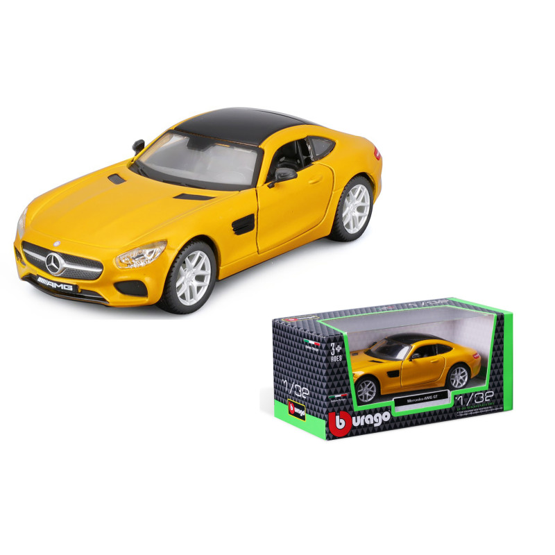Машинка металева Mercedes-AMG GT Bburago 1:32, відкриті двері, жовта 14*5*5 см (18-43065)