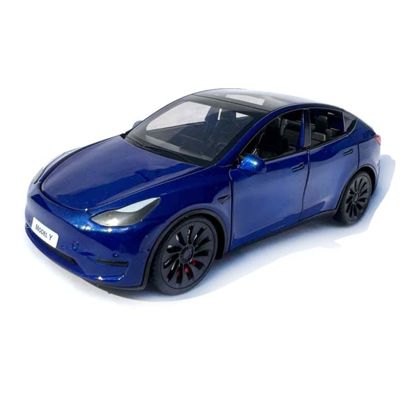 Машинка метал Tesla model Y електрокар синя Тесла 1:24 відкр двері баг капот звук світло 19*6,5*8,5см (EL 70333)