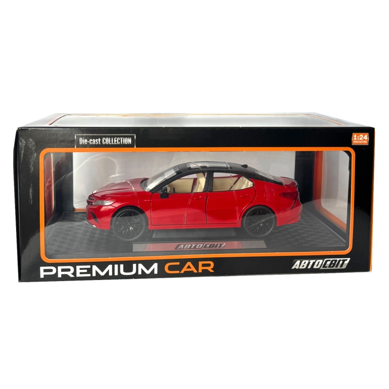 Машинка металева Toyota Camry Sport 2018 Тойота Камрі 1:24 червона світло звук відкриваються двері баг капот резинові колеса 19,5*9*5,5 см (AP-1835)